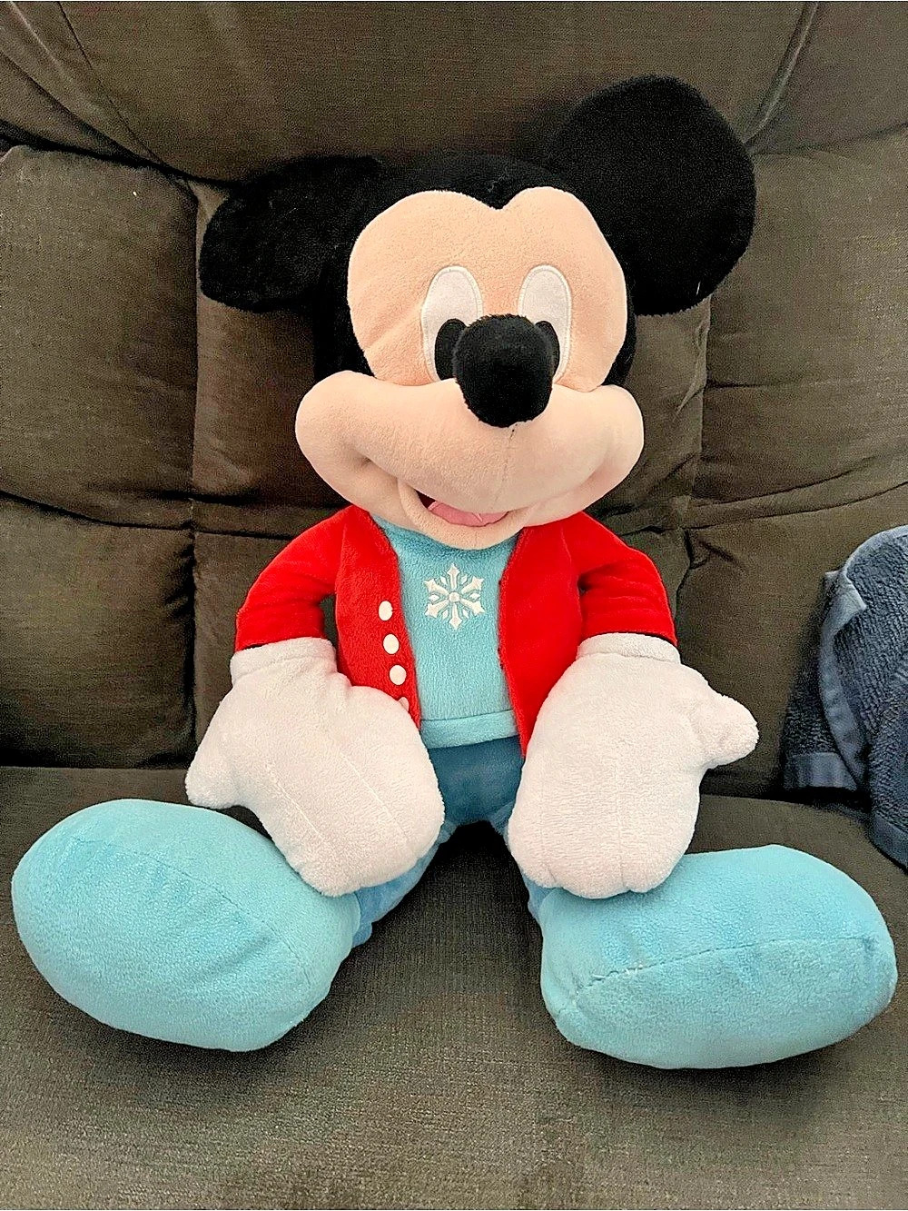 Disney Mickey Mouse Winter Snowflake Plush Red & Blue